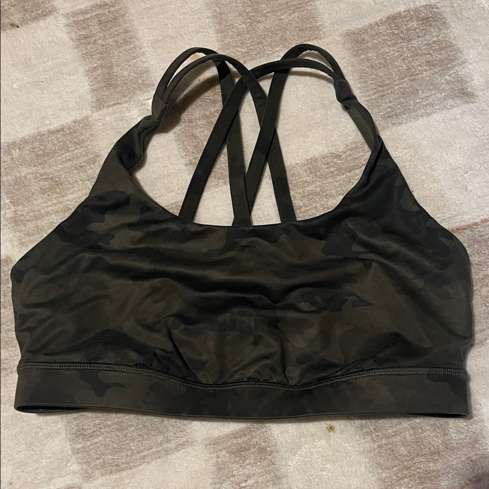 Black Camo Strappy Sports Bra